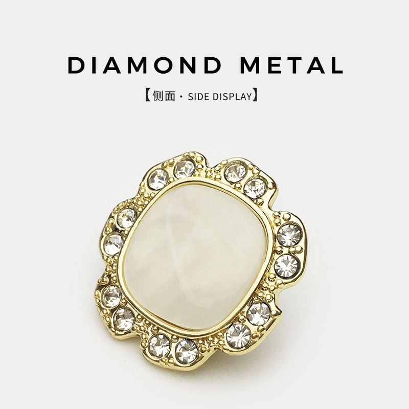 Luxury Square Metal Buttons with Rhinestones, All-match Stylish Accessories