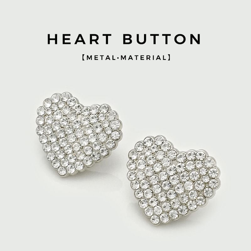 Luxury Metal Heart Rhinestone Buttons