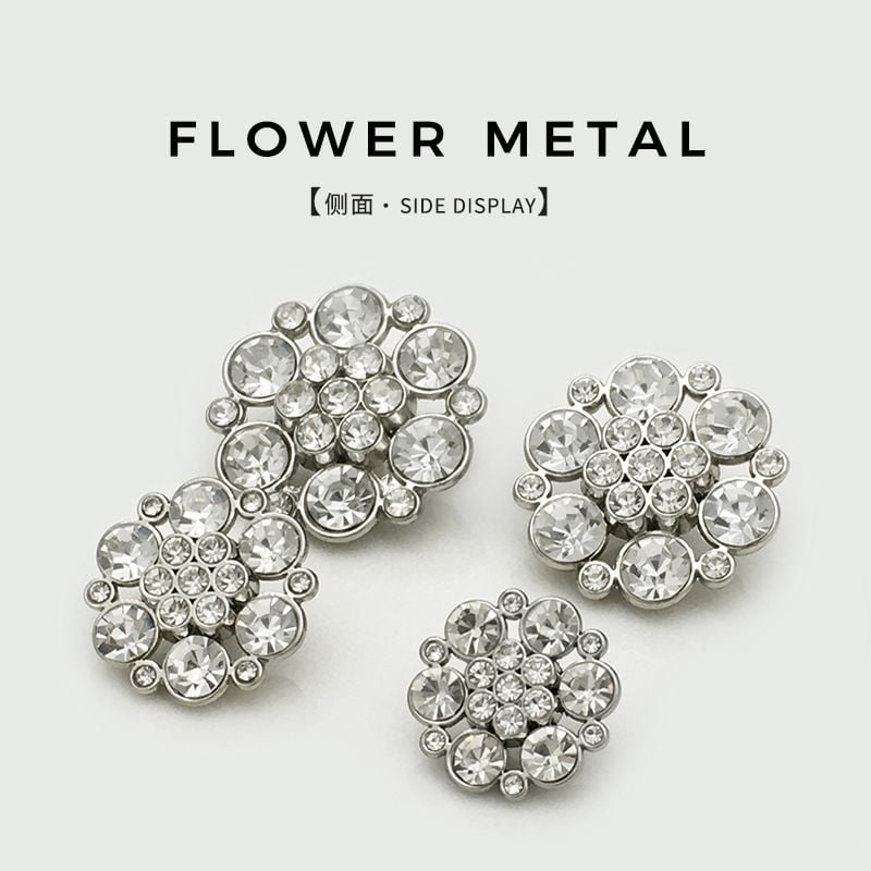 High-grade Hollow Out Rhinestone Flower Shaped Metal Buttons