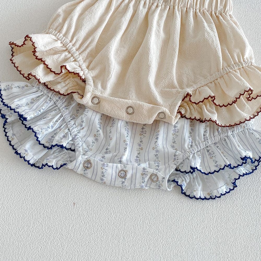 Infant Cotton Ruffled Shorts, Korean Style Baggy Diaper Cover Pants for Daily Outdoor Wear