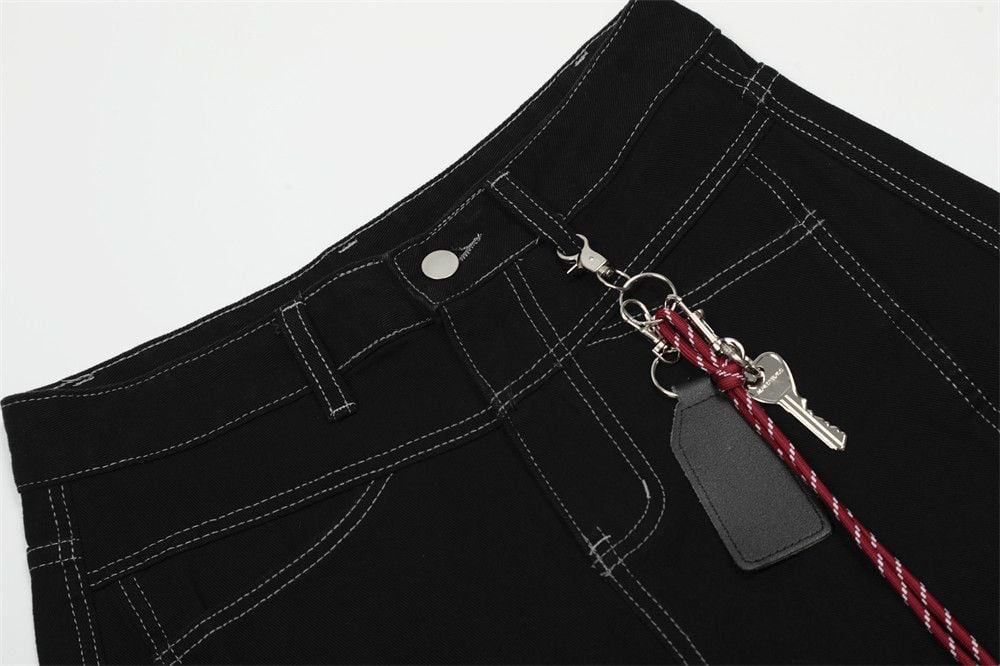 Men's Summer Loose Fit Cargo Shorts With Piping & Pendant Decoration