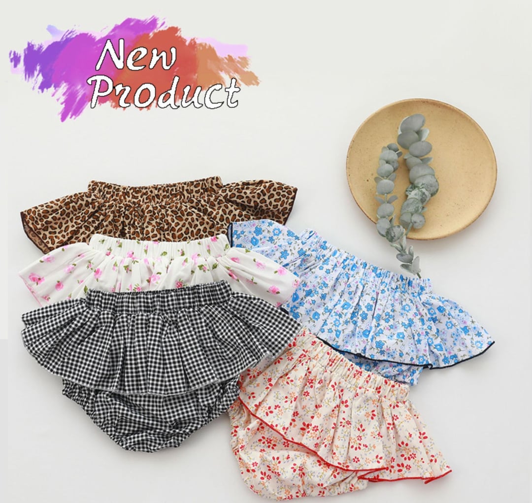 Korean Style Girls Tutu Skirt, Floral Ruffle Skort, Elastic Waist Bloomers for Kids Spring & Autumn
