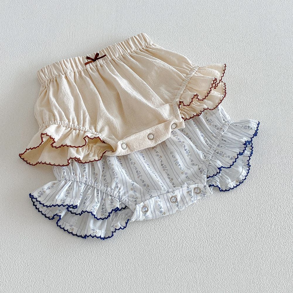 Infant Cotton Ruffled Shorts, Korean Style Baggy Diaper Cover Pants for Daily Outdoor Wear