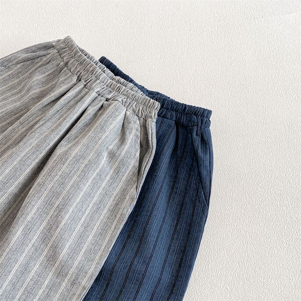 Striped Linen Cotton Wide Leg Pants for Boys & Girls, 2026 New Style, Comfortable Daily Wear Trousers