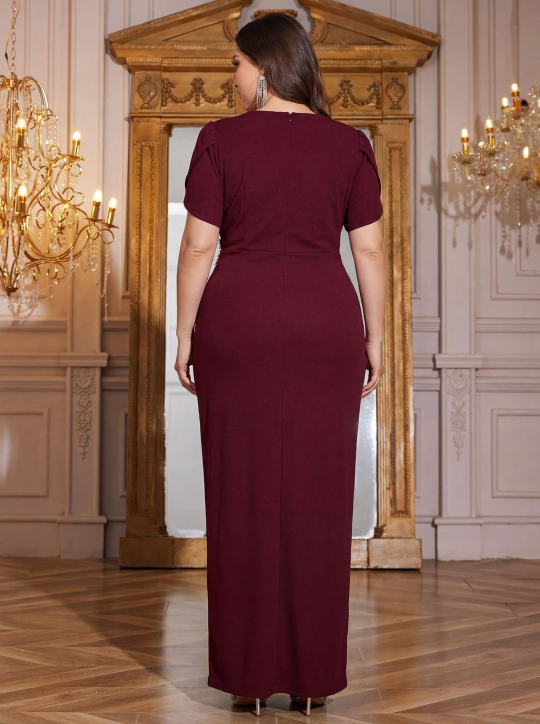 Plus Size Elegant Bridesmaid Dress Slim Fitted Hip Hugging Dress