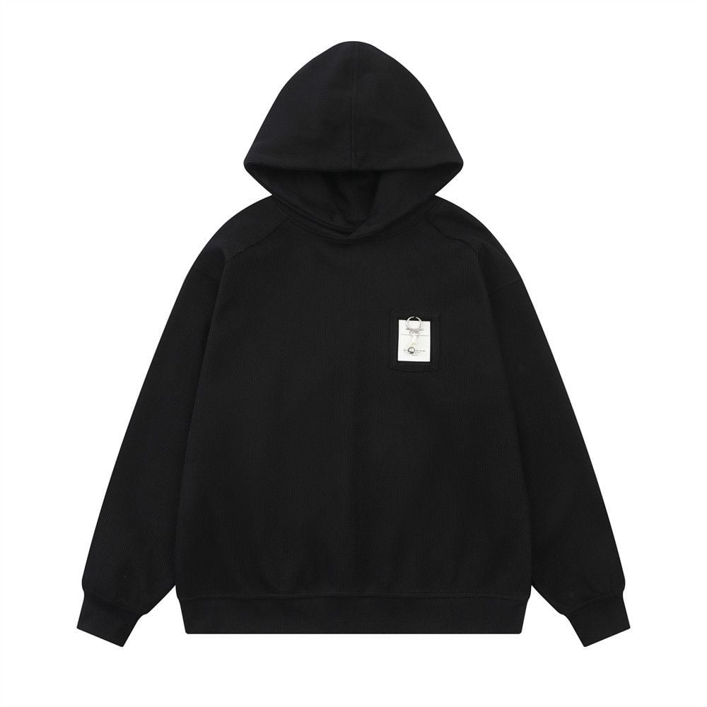 Men Vibe‑Style Pullover Hoodie, Unique Design with Raw‑Edge Splicing, Loose Casual Street‑wear Sweatshirt for Spring Autumn