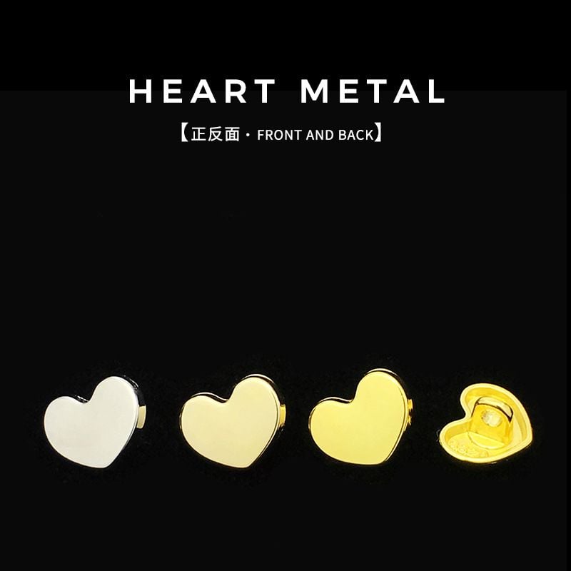 Gold Flat Heart Buttons Exquisite Metal Heart Shaped Shirt Buttons