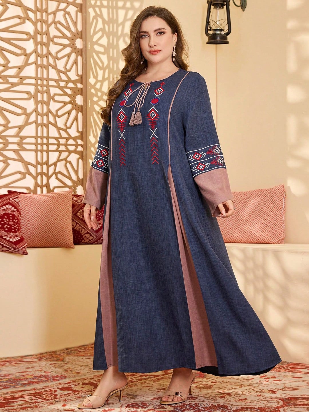 Plus Size Ethnic Style Elegant Loose Maxi Dress