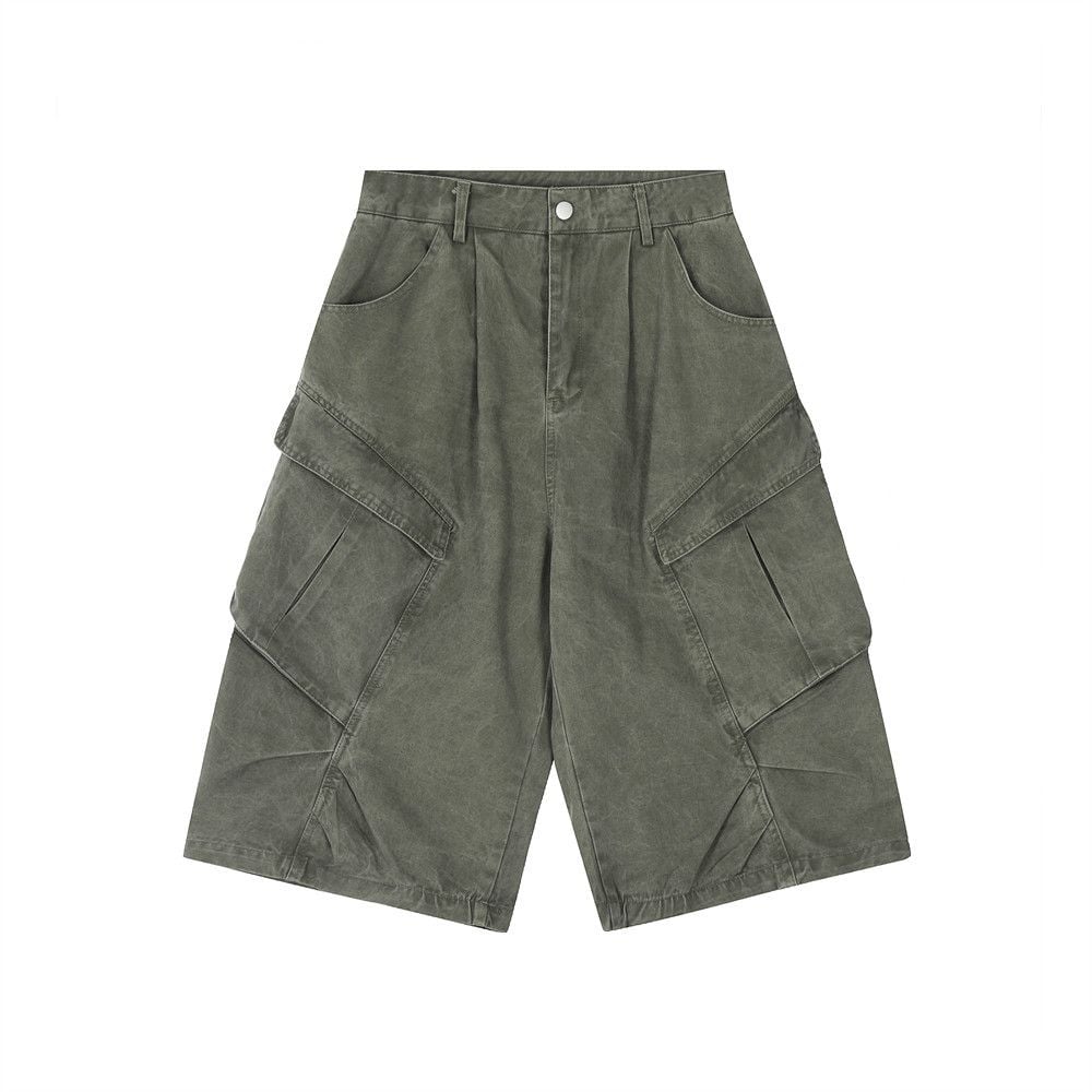 Men's summer cargo shorts with irregular large pockets
