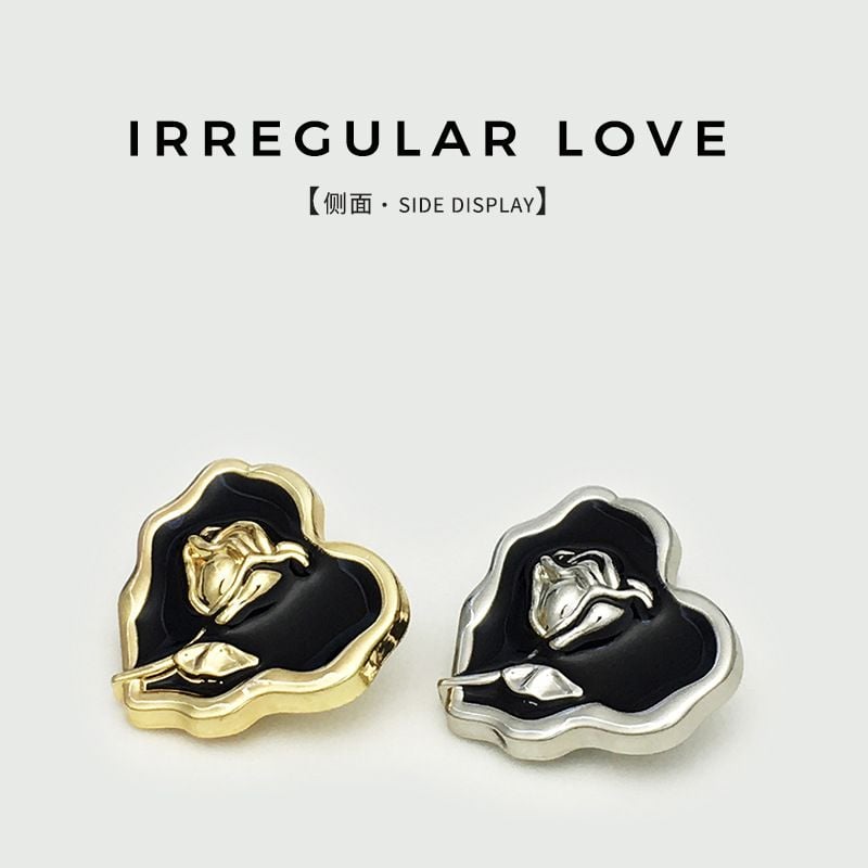 Irregular Heart Rose Metal Buttons