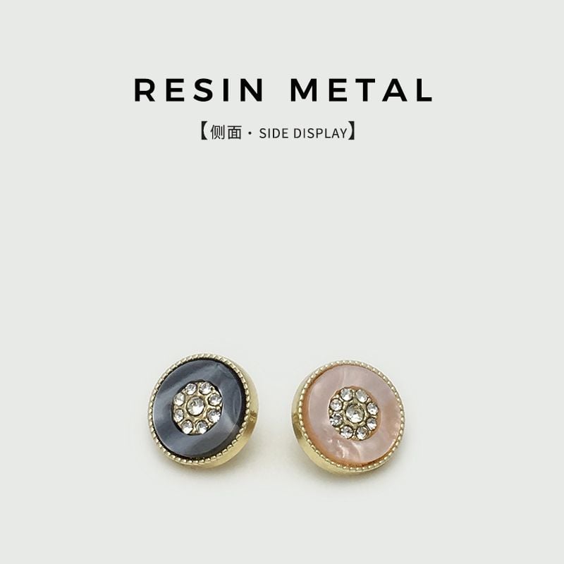Two-tone Metal Buttons with Rhinestones, Small Buttons for Pink Shirts