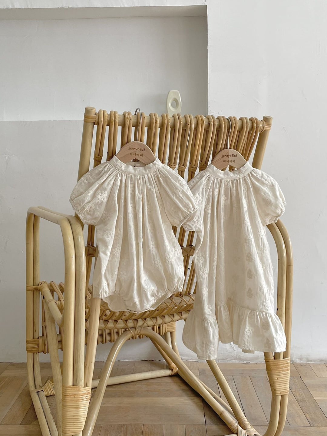 Girls Embroidered Short Sleeve Romper, Cotton Bodysuit for Infants