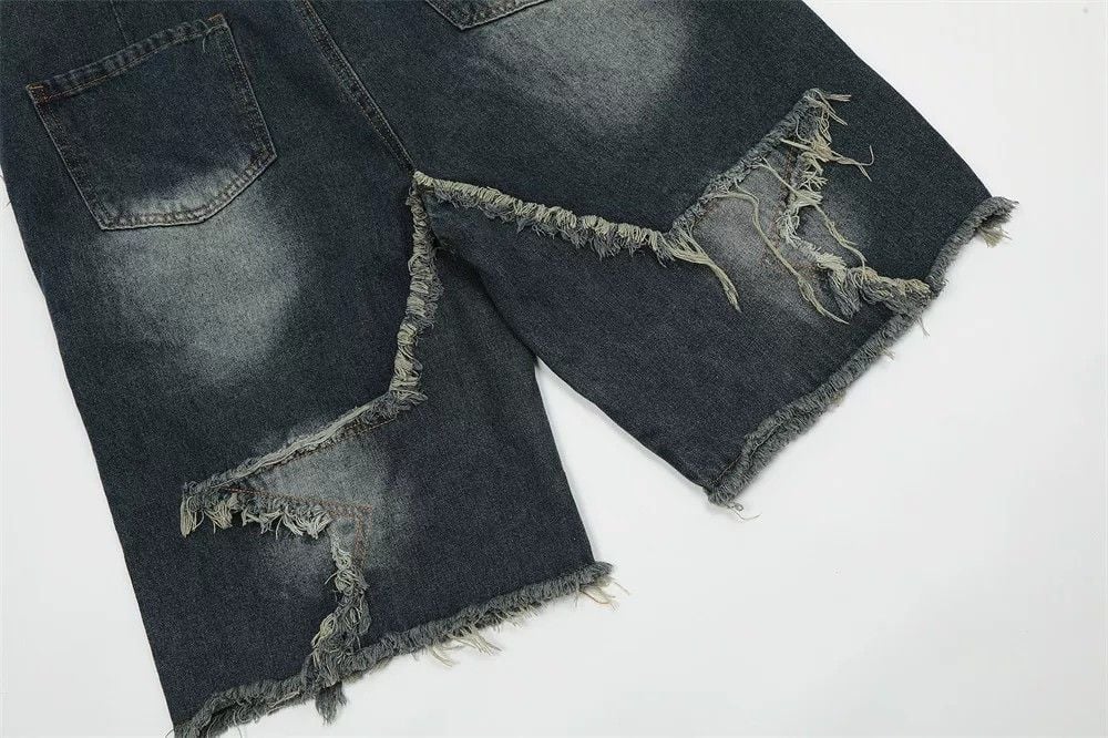 Men's American High Street Star Patch Embroidered Denim Shorts
