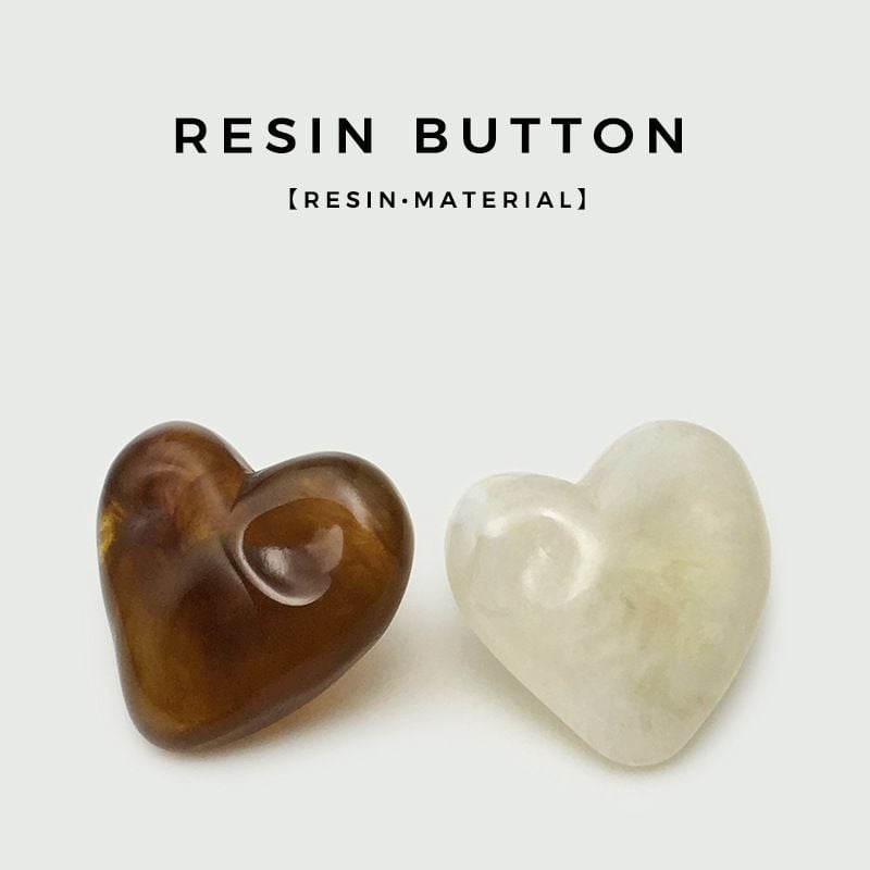 White Resin Irregular Concave-convex Surface Heart Buttons