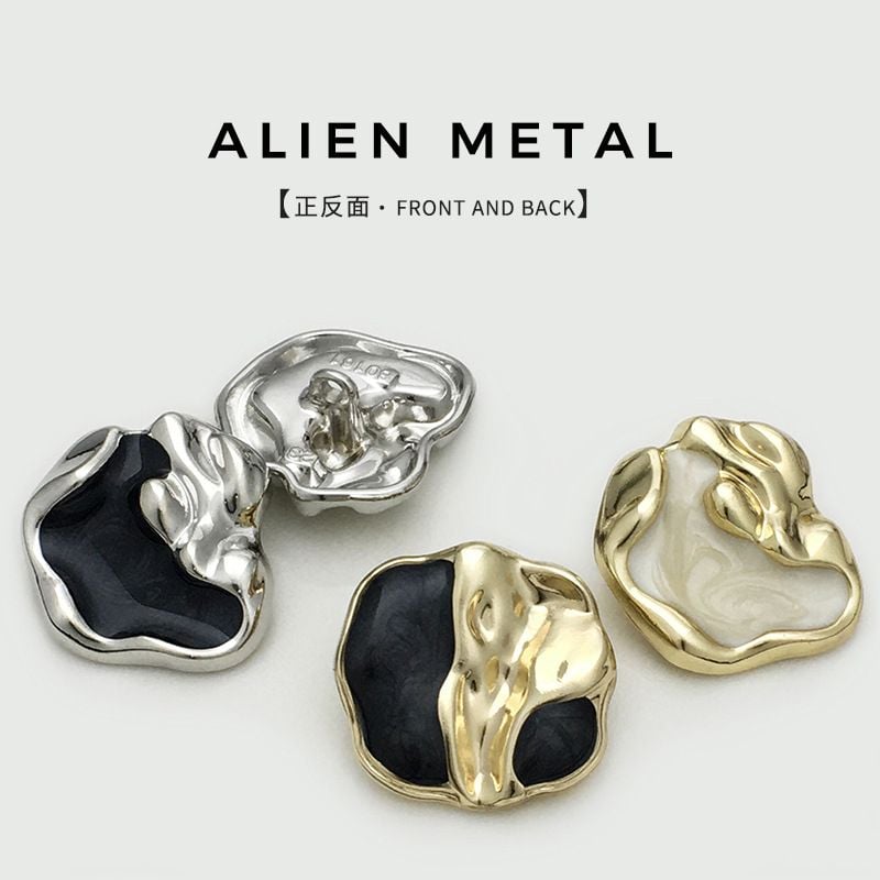 Fashion Two-tone Enamel Irregular High-grade Metal Buttons