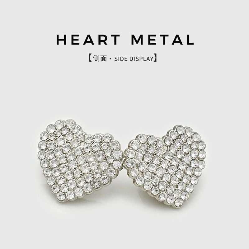 Luxury Metal Heart Rhinestone Buttons