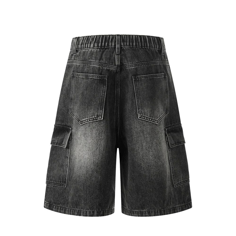 Men's Punk Vintage Washed Denim Cargo Shorts Vibe Style