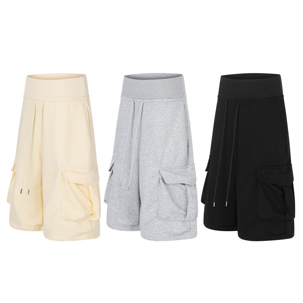 Men's Summer Solid Color Loose Vibe Trendy Cargo Seven-Point Pants