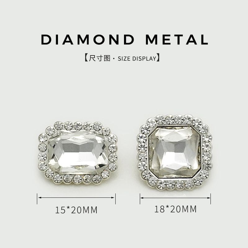Square Crystal Rhinestone Buttons for Fur Coat Decoration