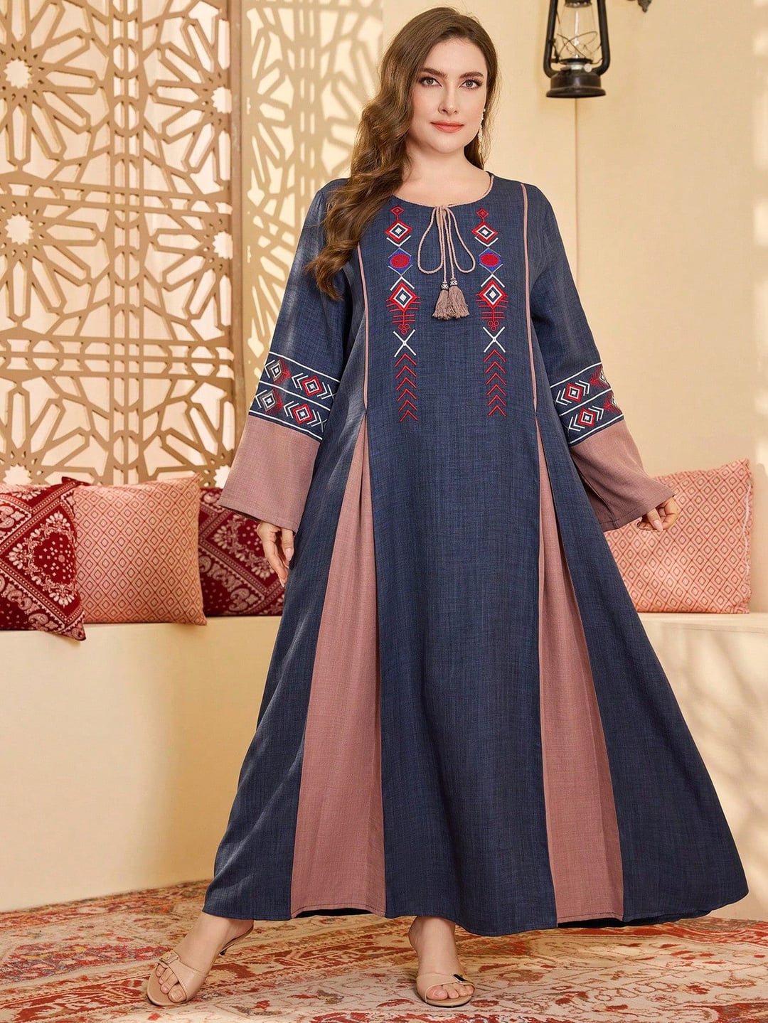 Plus Size Ethnic Style Elegant Loose Maxi Dress