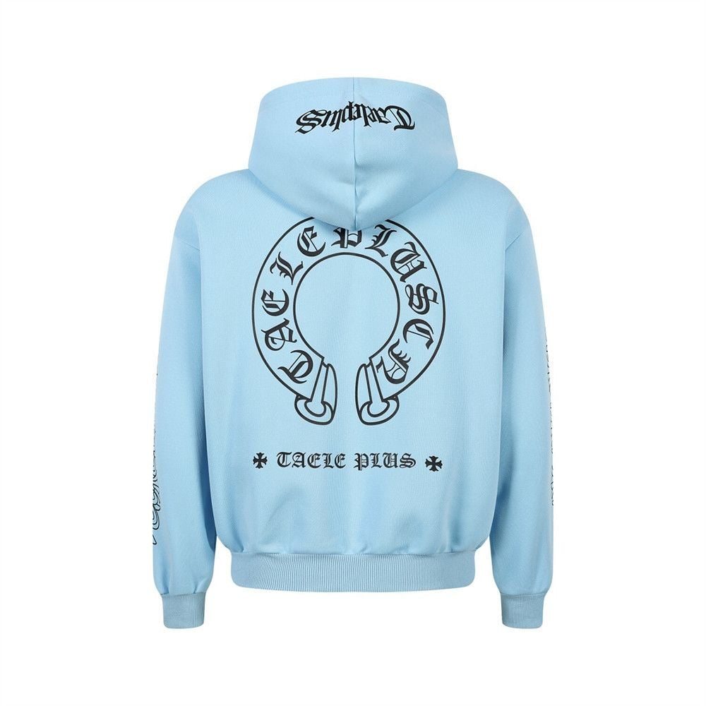 Men Vibe Streetwear Zip‑Up Hoodie Jacket, Dark‑Tone Gothic Sanskrit Letter Print Loose Casual Sweatshirt for Spring Autumn