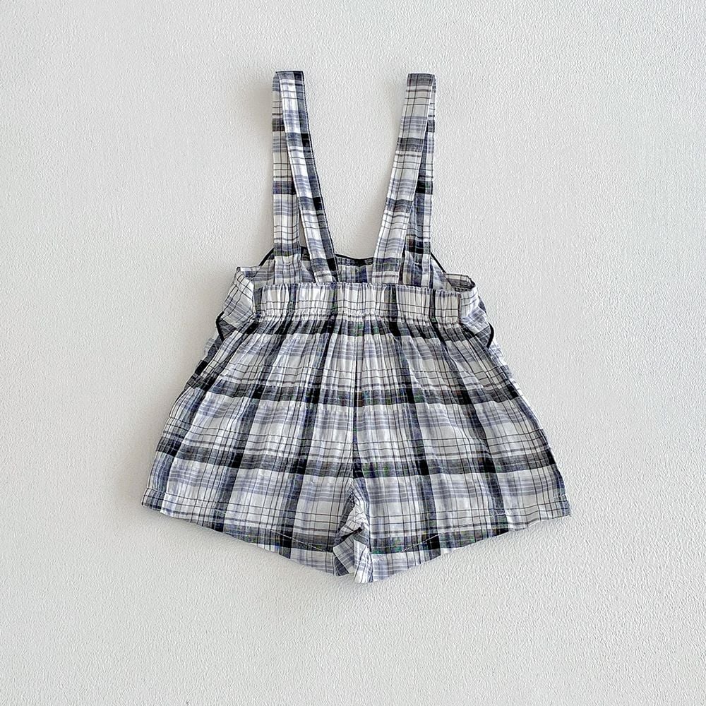 Baby Plaid Linen Cotton Denim Overalls, All-match Casual Romper for 2026 Spring & Summer