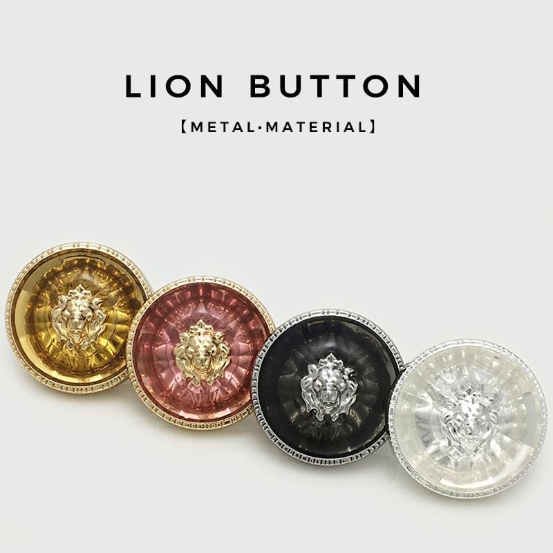 Vintage Lion Head Round Buttons, Luxury Metal & Transparent Resin Material