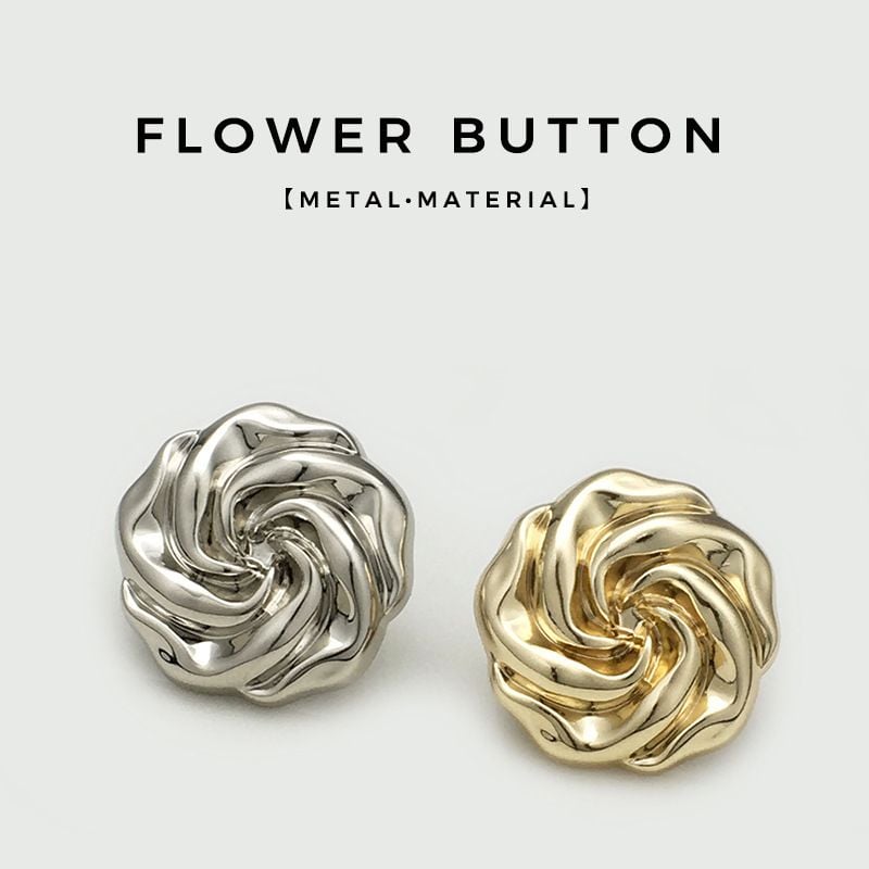 3D flower metal buttons, simple rose shaped fasteners