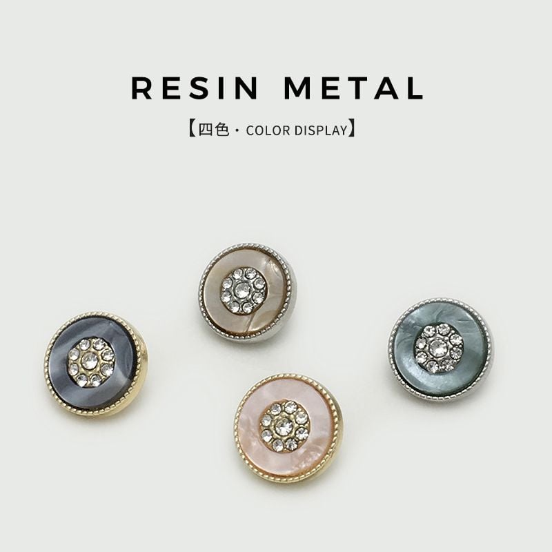 Two-tone Metal Buttons with Rhinestones, Small Buttons for Pink Shirts