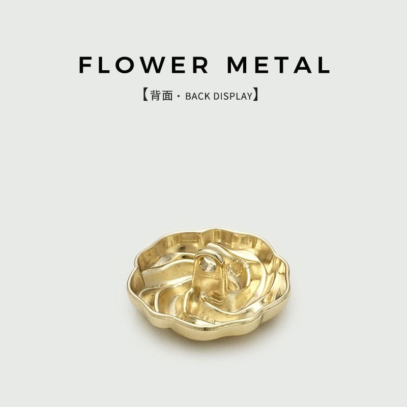 3D flower metal buttons, simple rose shaped fasteners