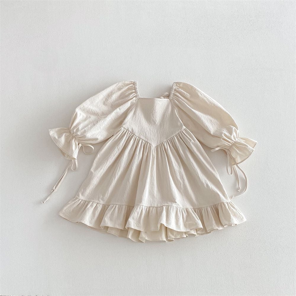 Lolita Princess Dress for Girls, Bow Decor Backless Design, Ruffle Trim, New Style for Spring & Autumn