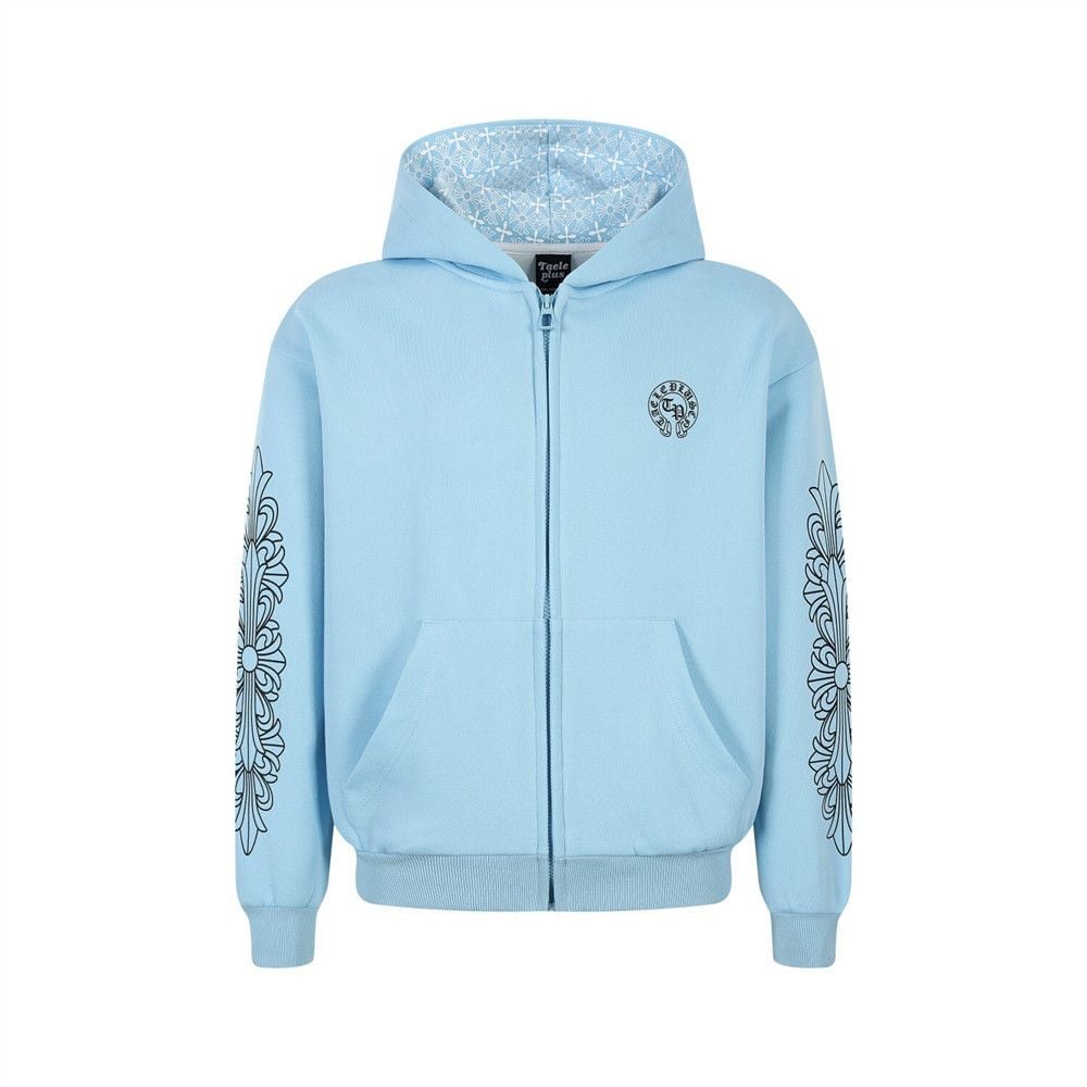 Men Vibe Streetwear Zip‑Up Hoodie Jacket, Dark‑Tone Gothic Sanskrit Letter Print Loose Casual Sweatshirt for Spring Autumn
