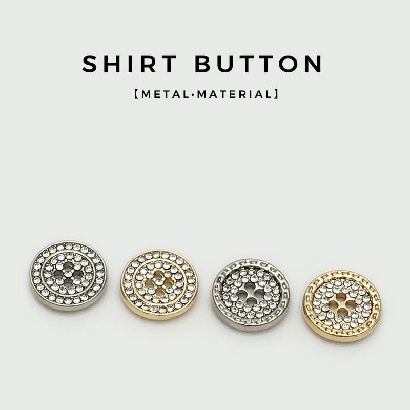 High-grade Four-hole Full Rhinestone Metal Shirt Buttons with Slim Diamond Trim