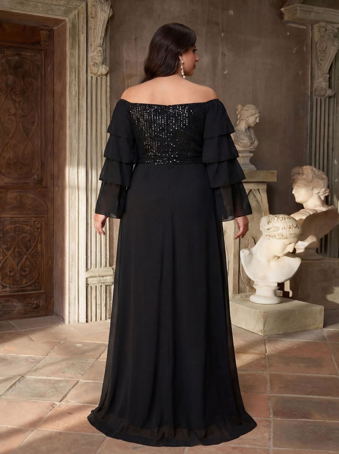 Elegant Plus Size One-shoulder Sequin Bridesmaid Dress