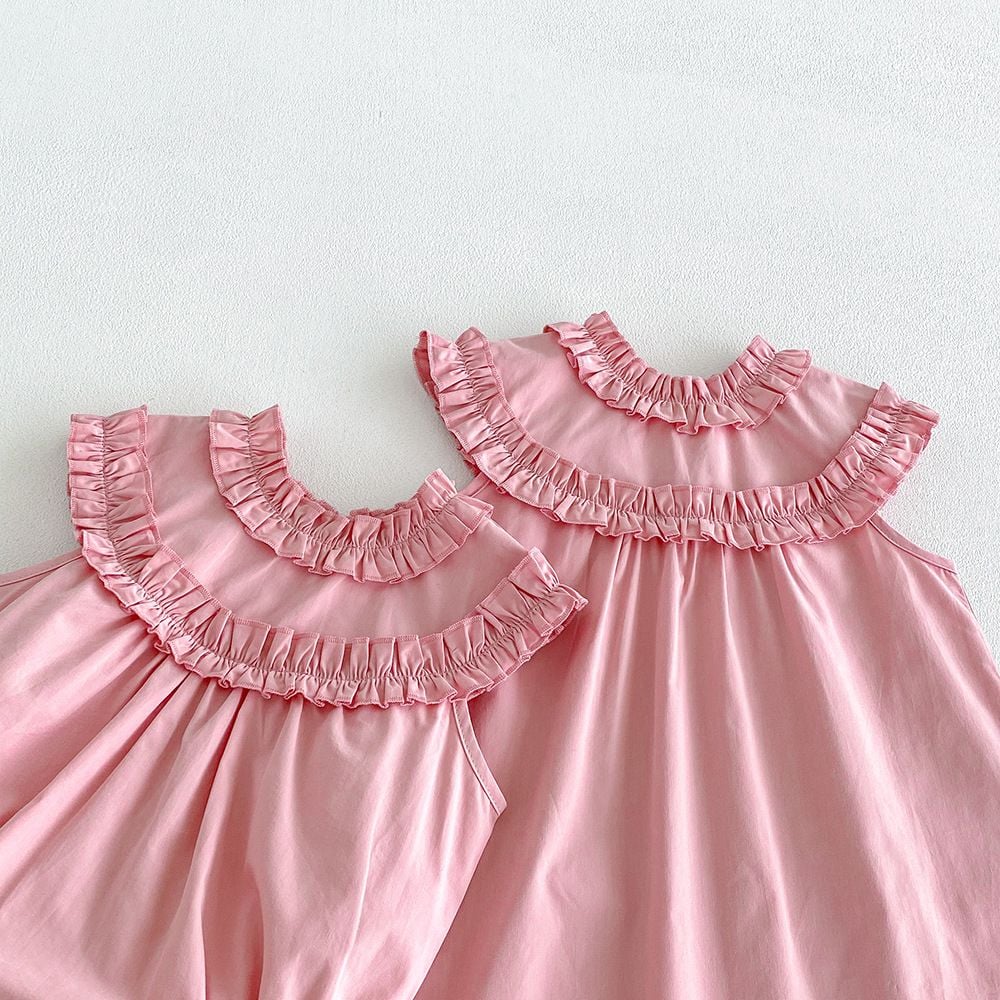 Baby Girls Korean Style Sleeveless Romper, Ruffle Neck Dress Bodysuit, Summer Casual Wear