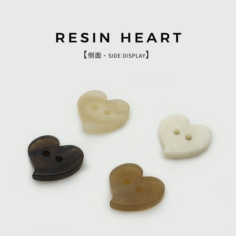 Vintage Two-hole Heart Resin Buttons