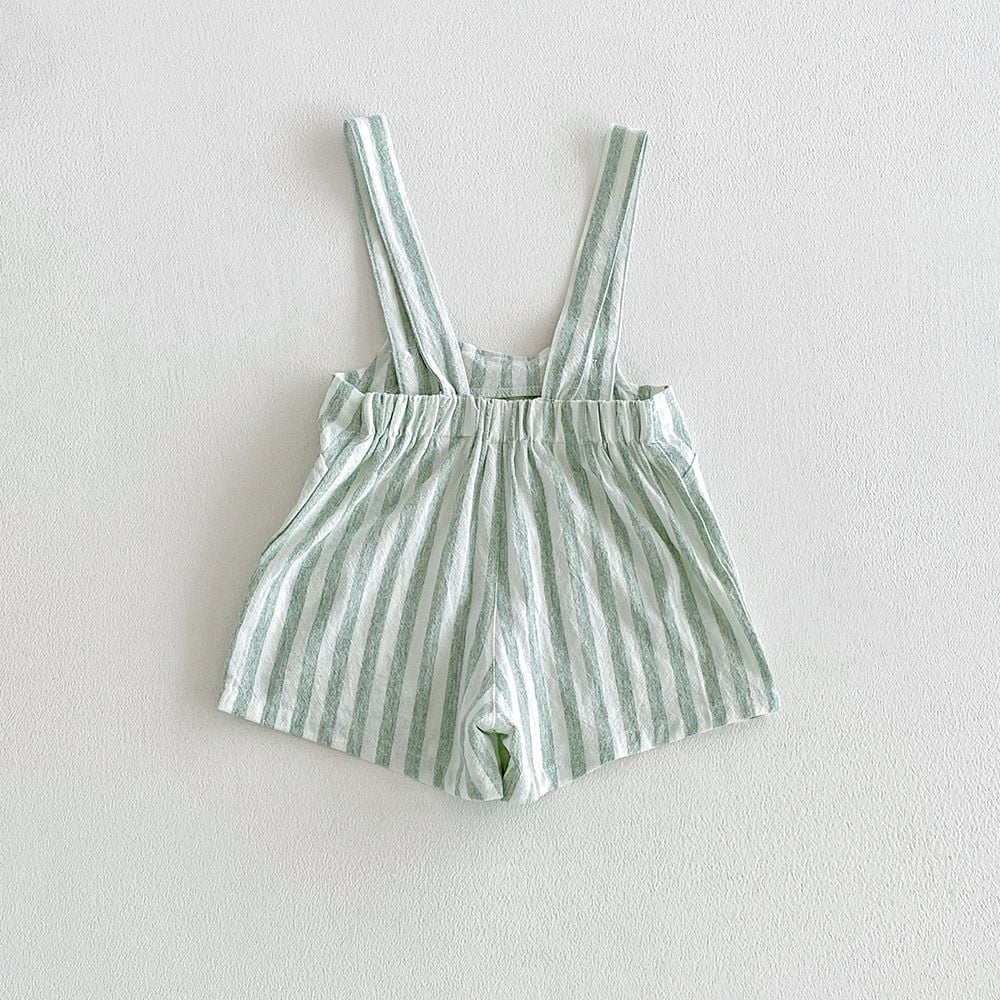 Baby Plaid Linen Cotton Denim Overalls, All-match Casual Romper for 2026 Spring & Summer