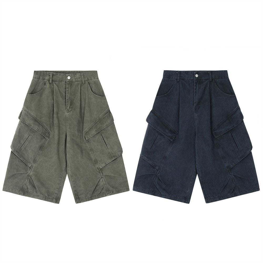 Men's summer cargo shorts with irregular large pockets