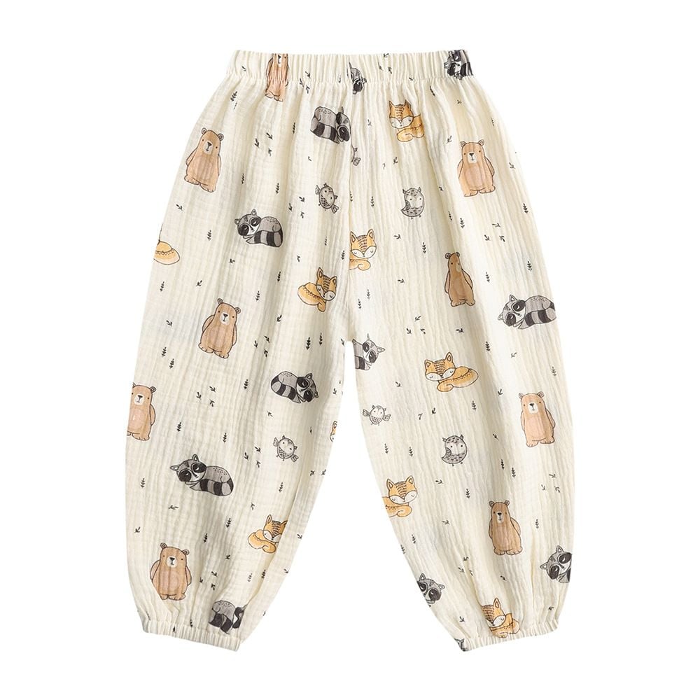 2026 New, Cotton Yarn, Anti-Mosquito, Cartoon Print, Harem Joggers, Breathable, Beach & Air-condition Wear