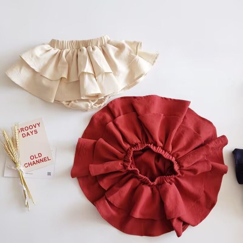 Summer Girls Shorts, Kids Outerwear Pants, Baby Skort, Tiered Fluffy Tutu Skirt