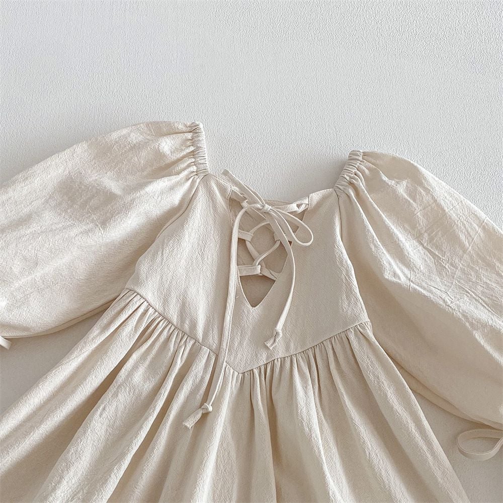 Lolita Princess Dress for Girls, Bow Decor Backless Design, Ruffle Trim, New Style for Spring & Autumn