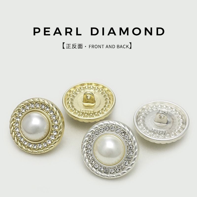 High-end Pearl Rhinestone Metal Coat Buttons