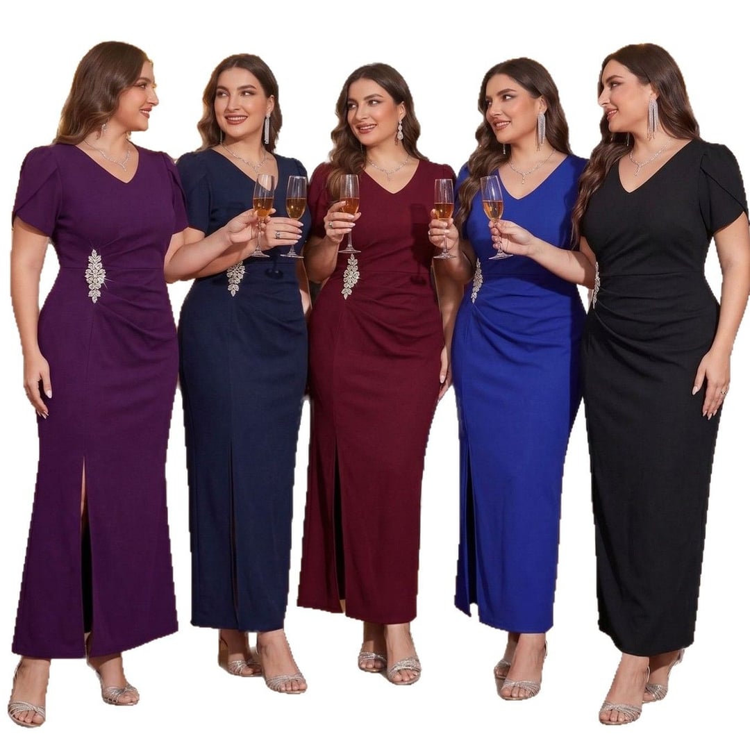 Plus Size Elegant Bridesmaid Dress Slim Fitted Hip Hugging Dress