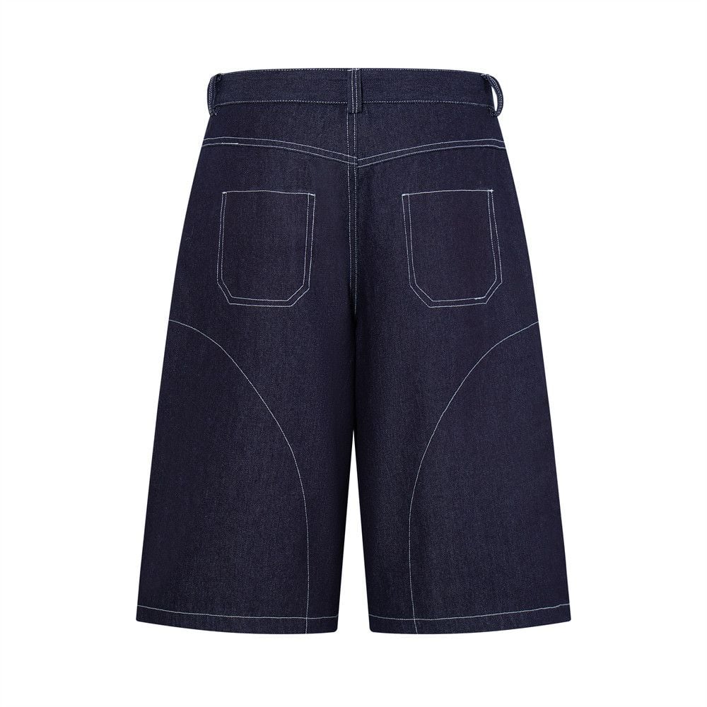 Men’s Summer Denim 5‑Inch Shorts, Loose Straight‑Fit, Star Topstitching Detail, Niche Stylish Multi‑Pocket Design