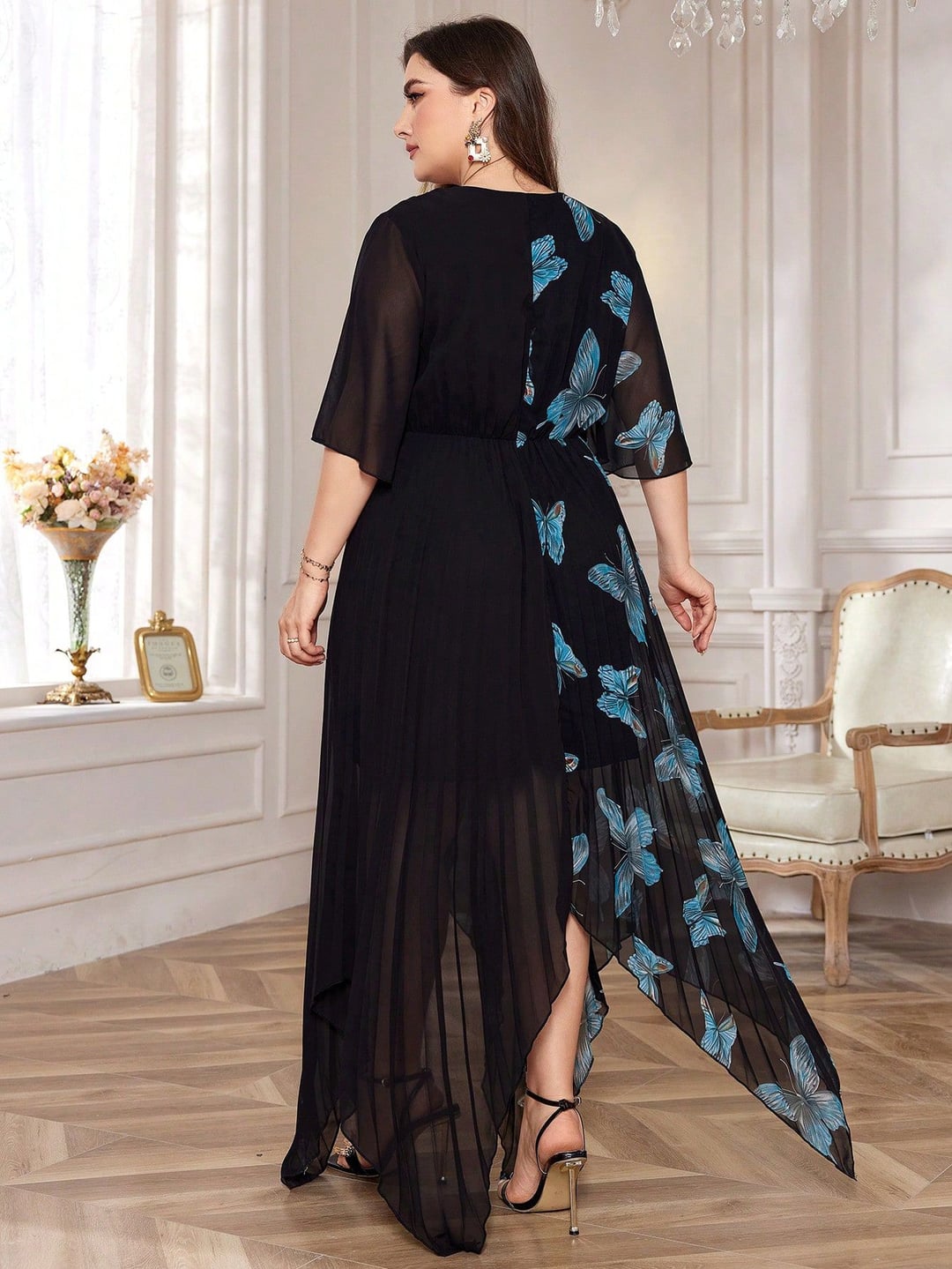 Printed Plus Size Maxi Dress Women Loose With Belt