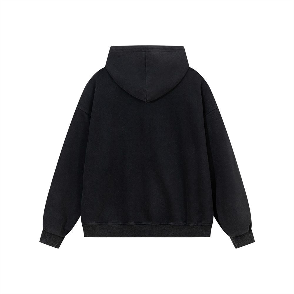 Men’s Color‑Block Patch Cat Graphic Zip‑Up Hoodie, Hip‑Hop Loose Casual Sweatshirt