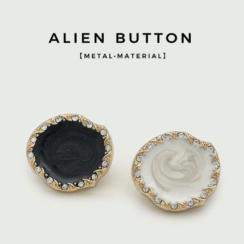 Metal Buttons With Rhinestone Edge, Irregular Design