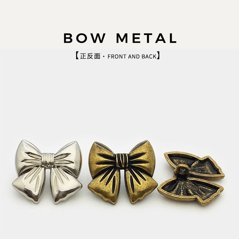 High-grade Metal Bow Buttons, Retro & Fashionable