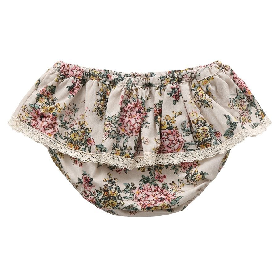 Korean Style Floral Overall for Baby Girls, Ruffle Sweet Princess Lace Strap Pants, Printed Jumpsuit for Kids