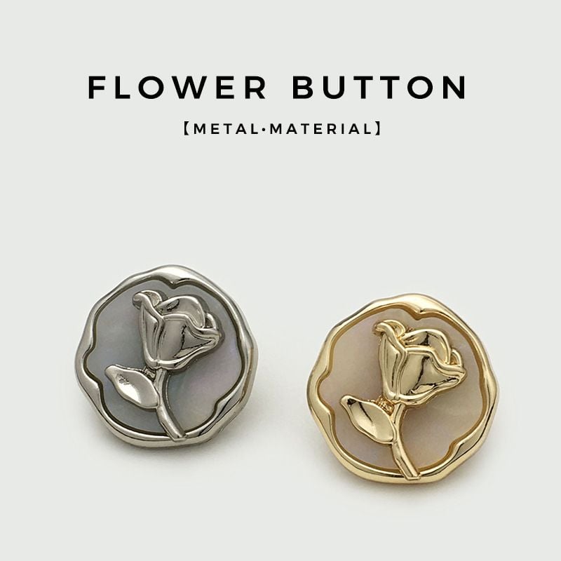 Luxury Rose Shaped Metal Resin Buttons